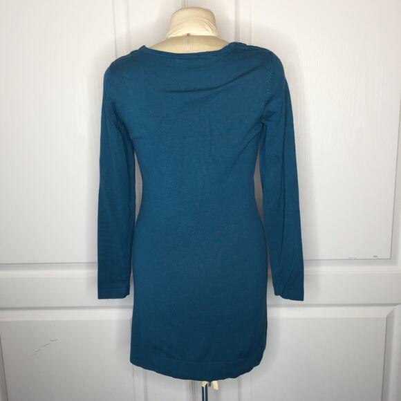 Como Black Blue Metal Studded Tunic Top Long Large sweater long sleeve - Picture 2 of 5